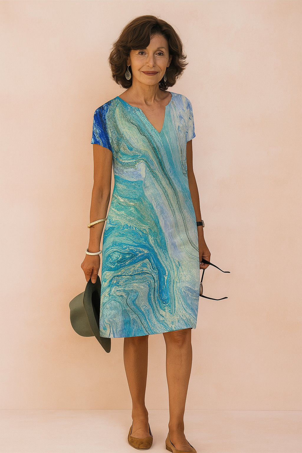 Stylish V-Neck Summer Floral Dress | Modern Womens Fashion — detail view