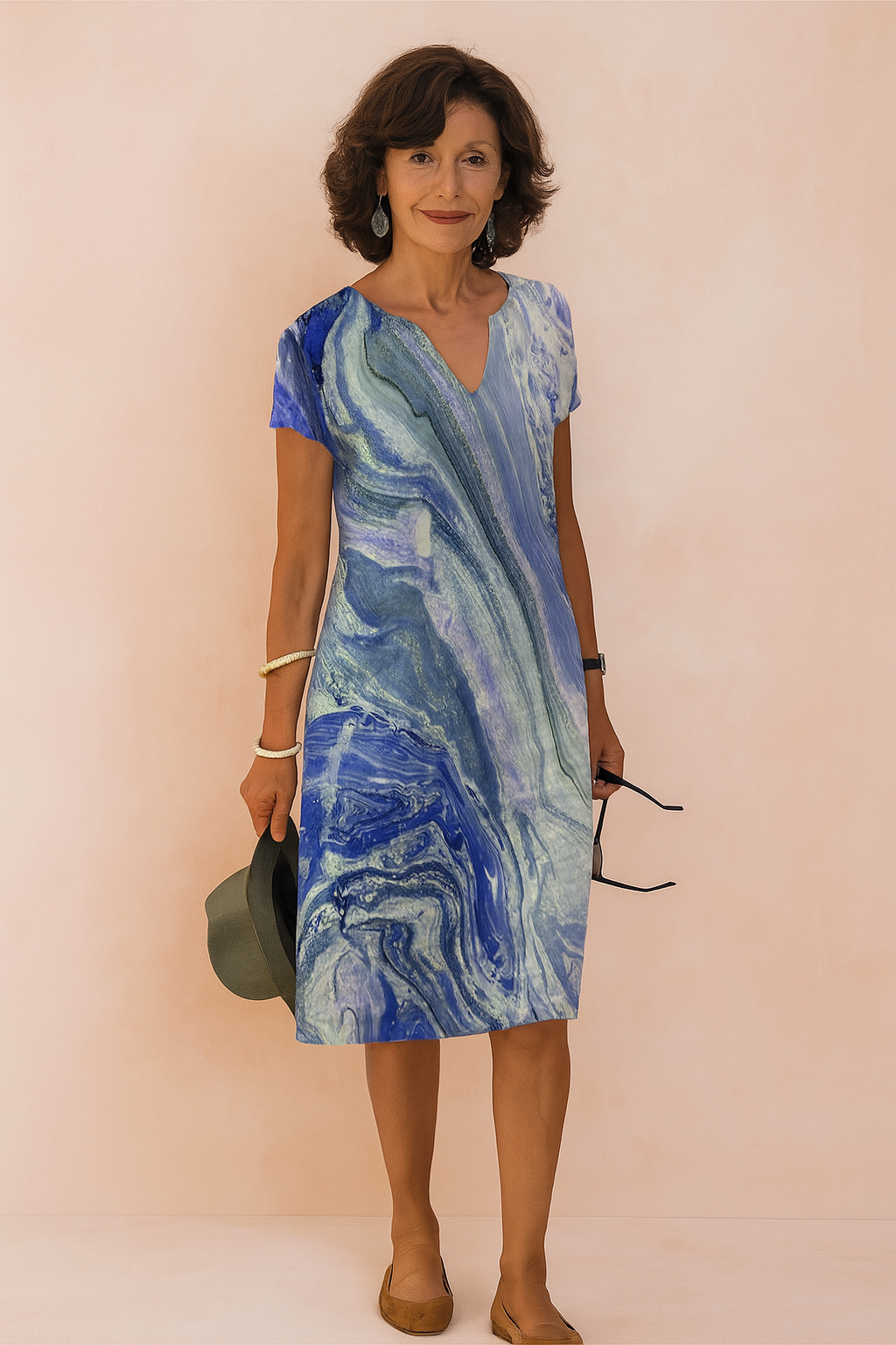 Stylish V-Neck Summer Floral Dress | Modern Womens Fashion — side view
