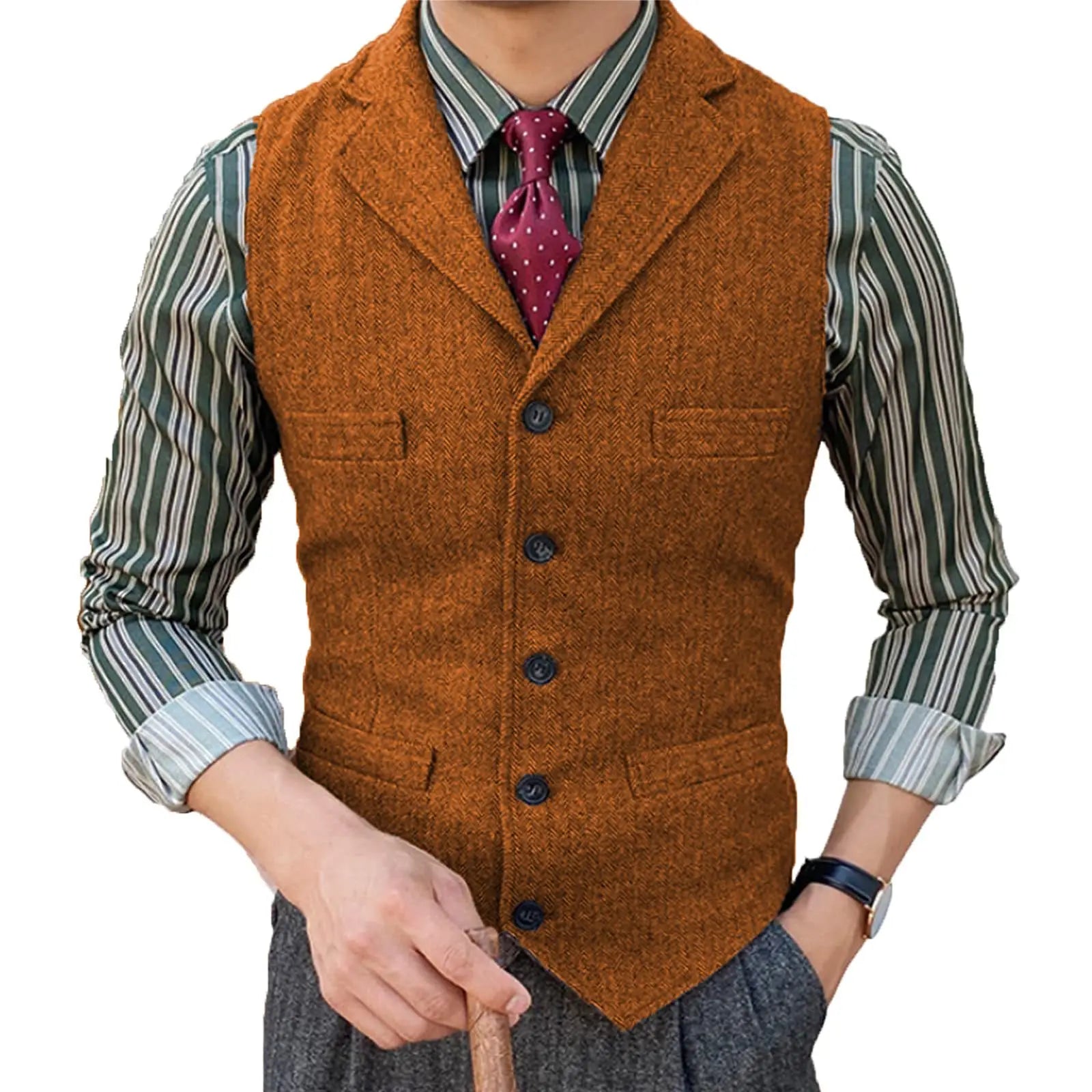 Suit Vest – Elegant Wool Design For Formal & Casual Occasions — front close-up