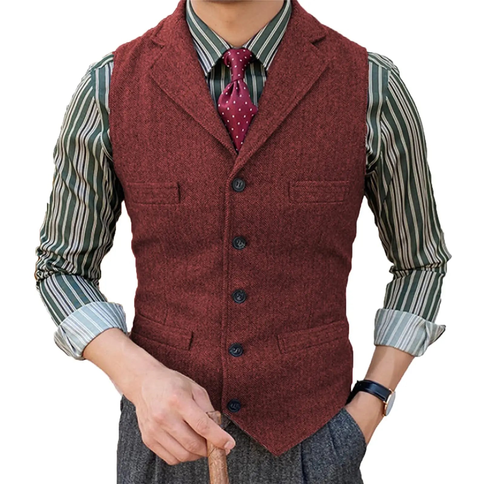 Suit Vest – Elegant Wool Design For Formal & Casual Occasions — model wearing