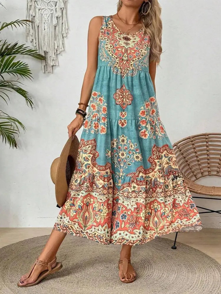 Summer Breeze Sleeveless Dress – Lightweight Casual Style for Beach Days — close-up