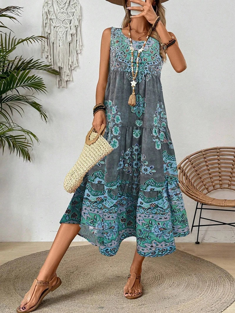 Summer Breeze Sleeveless Dress – Lightweight Casual Style for Beach Days