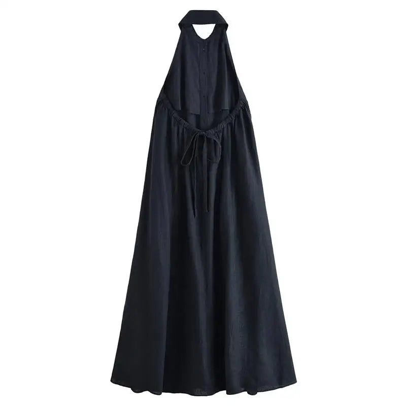 Summer Chic Long Dress – Elegant Neck-Hanging Design for Effortless Holiday Style — close-up