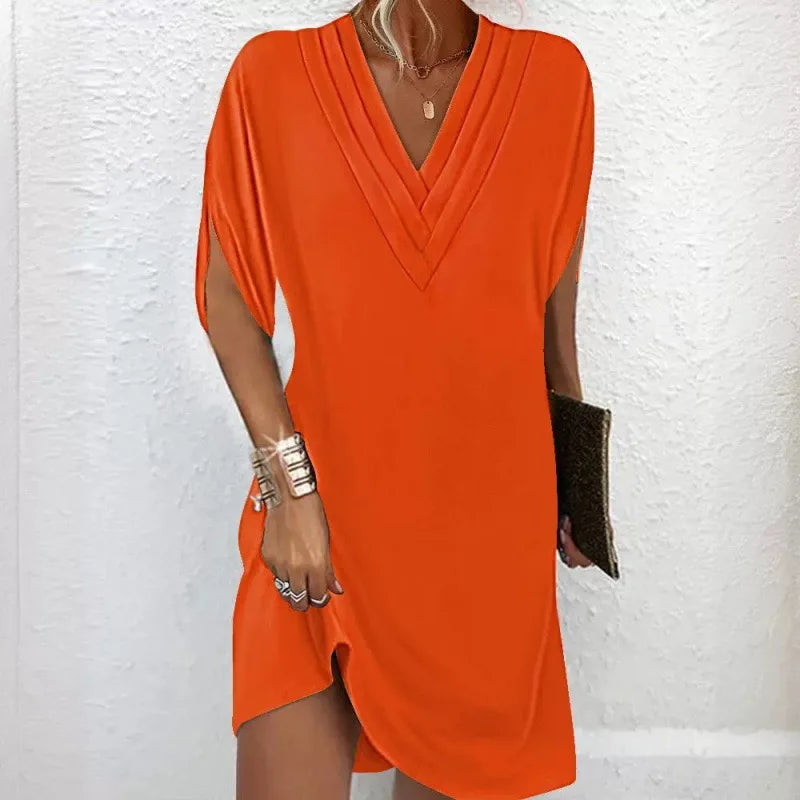 Summer Dress – Elegant V-Neck Multi-Layered Outfit for Casual Outings — alternative angle