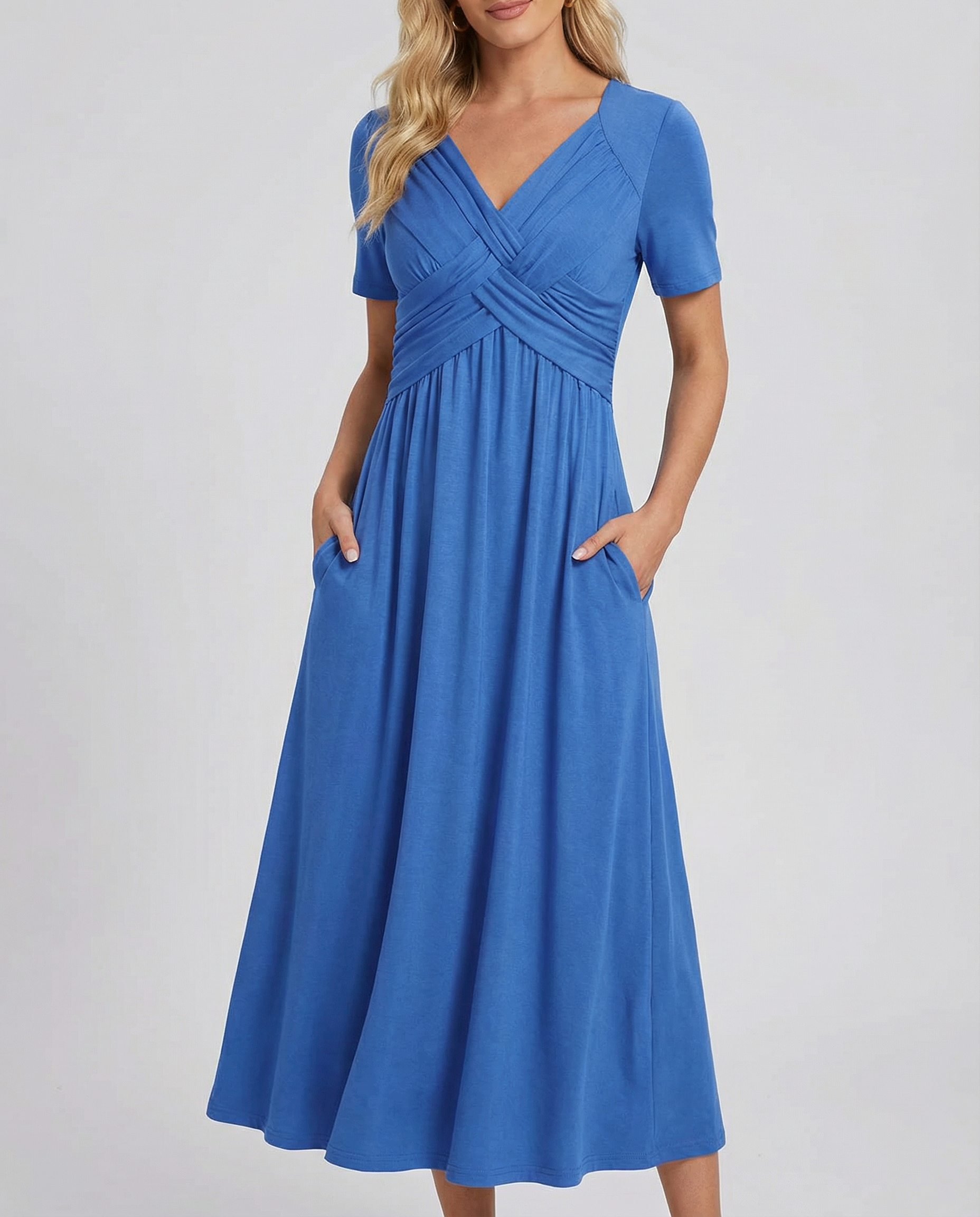 Summer V-Neck Dress – Stylish Casual Comfort for Warm Weather Outings — detail view