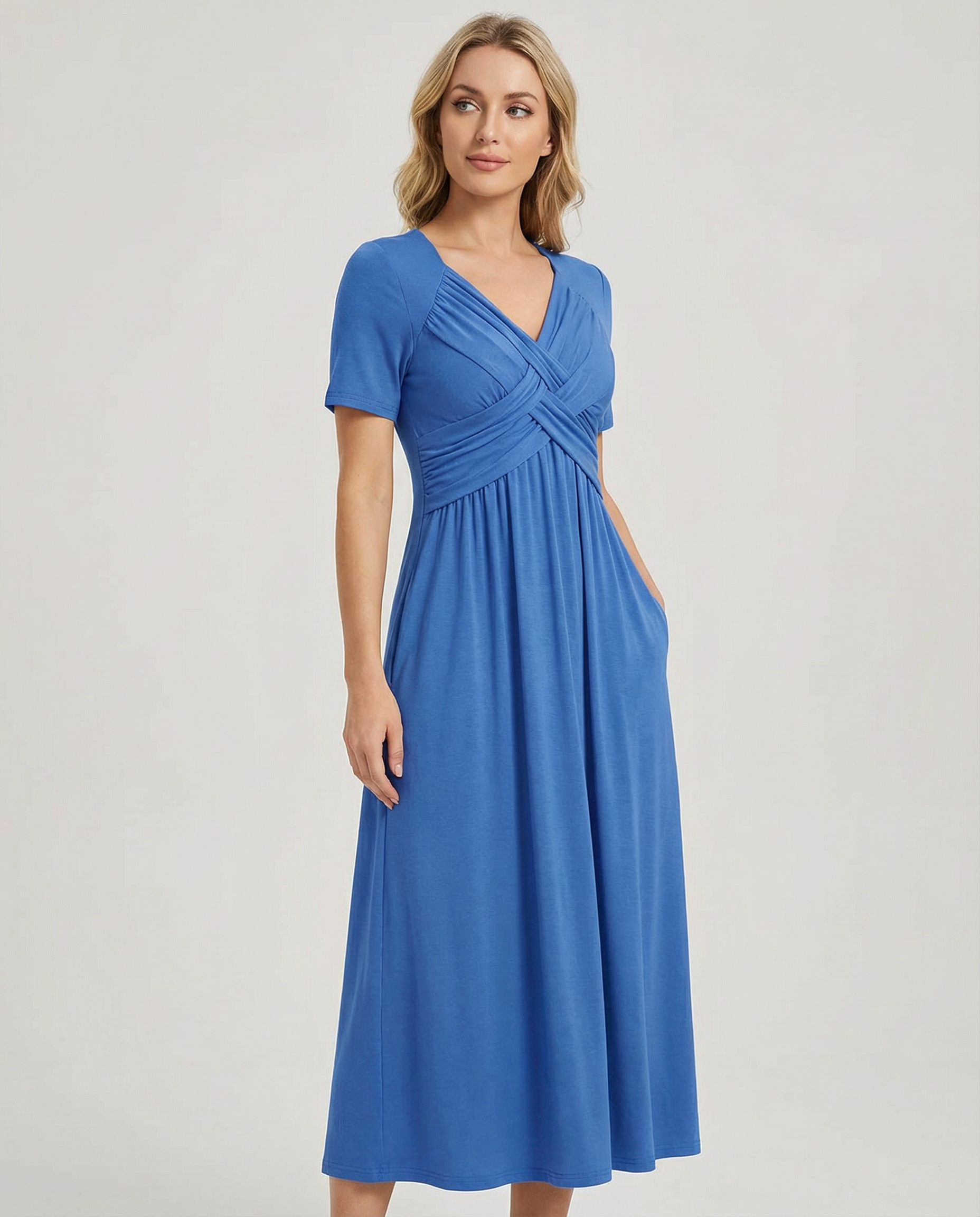 Summer V-Neck Dress – Stylish Casual Comfort for Warm Weather Outings — side view