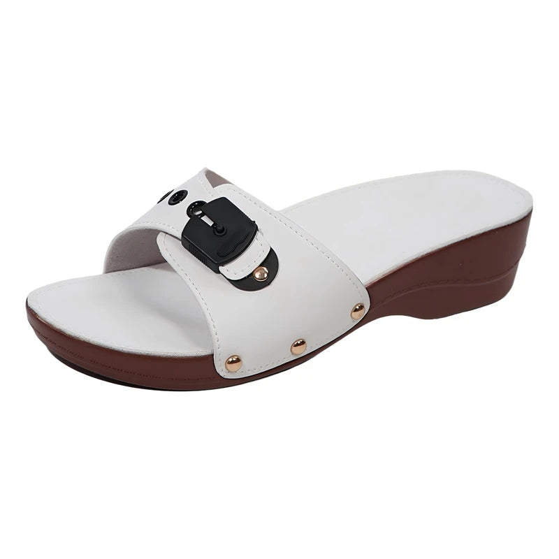 Summer Wedge Sandals for Women – Breathable Open Toe Design for Elegant Comfort — model wearing