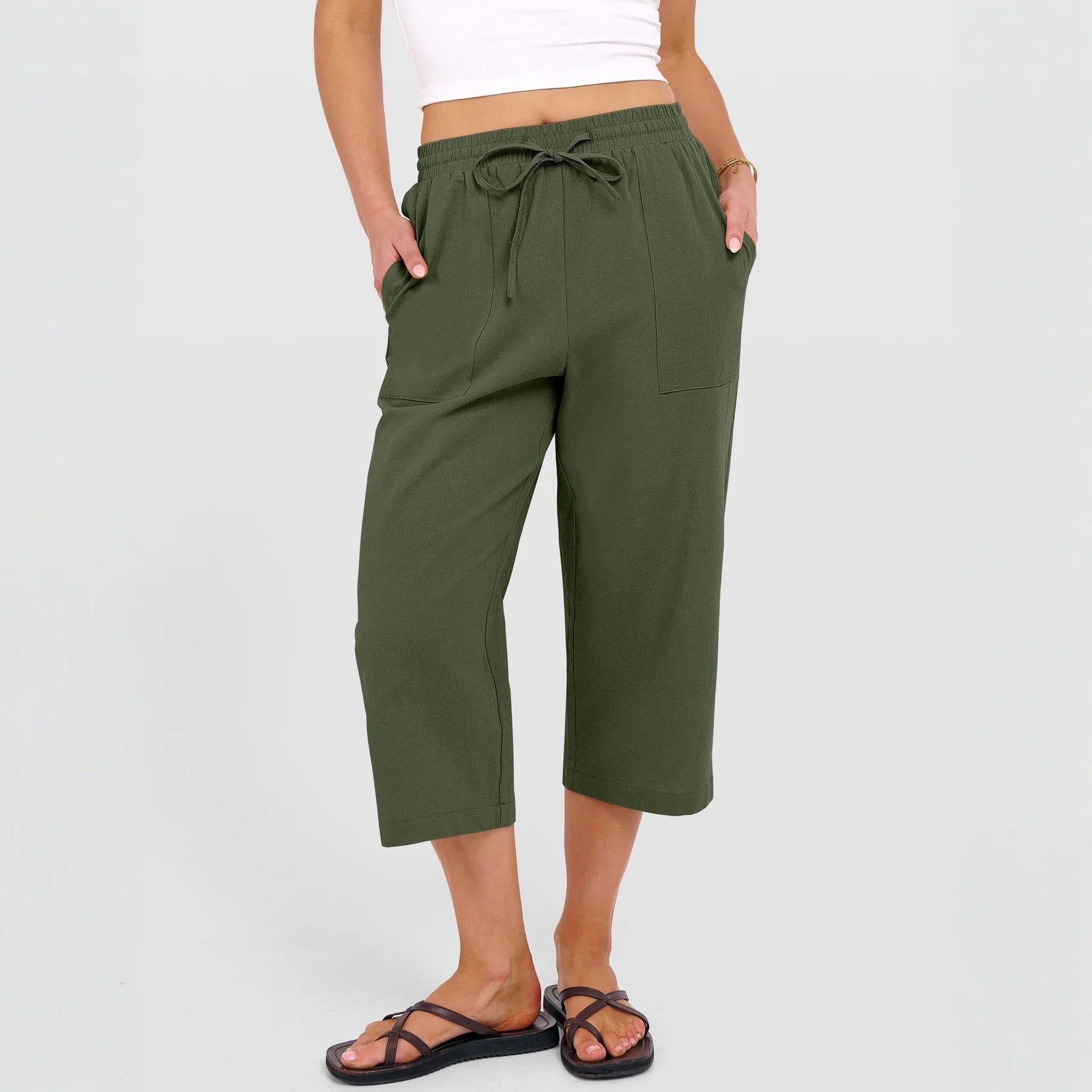 Summer Wide Leg Pants – Lightweight High Waist Casual Comfort — alternative angle