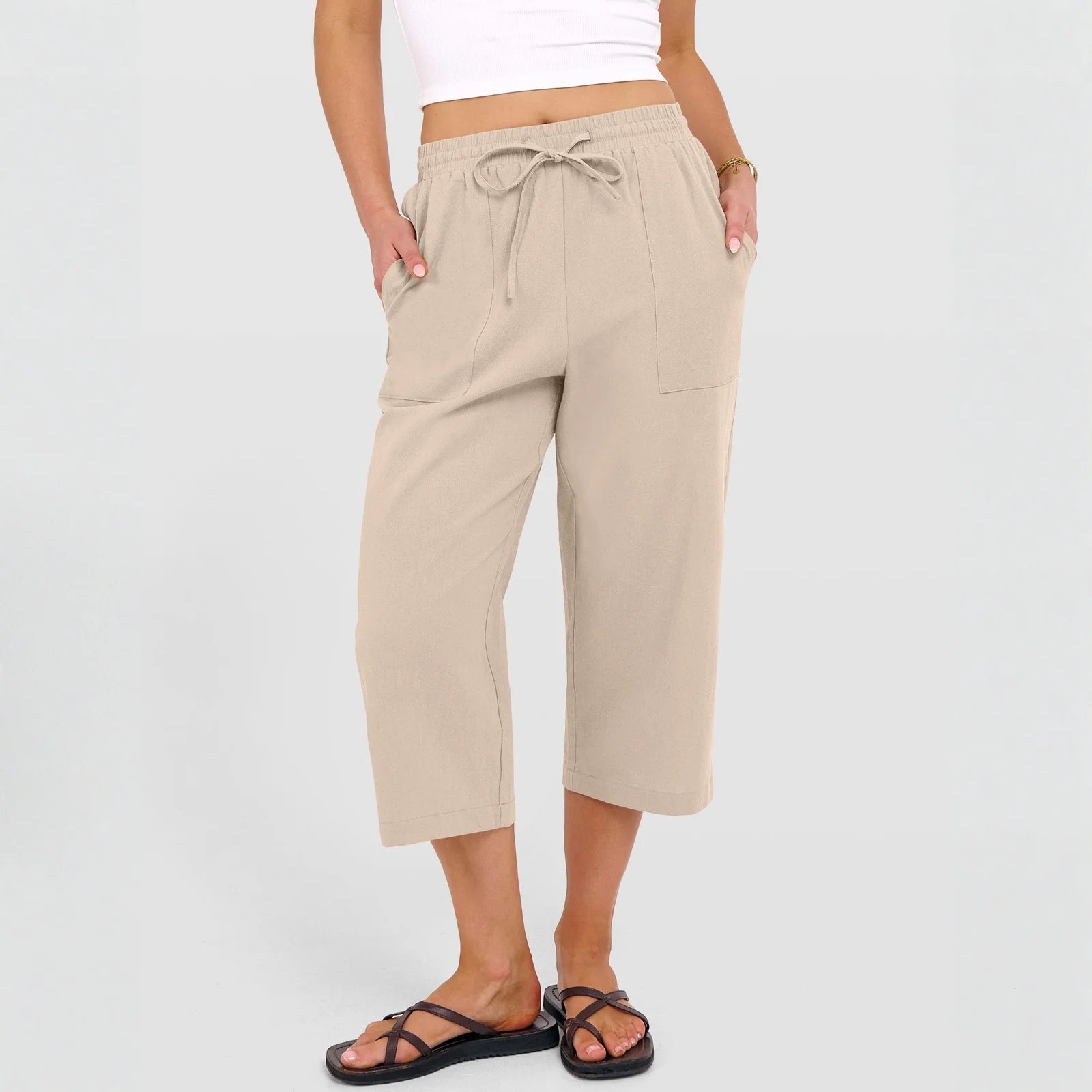 Summer Wide Leg Pants – Lightweight High Waist Casual Comfort — close-up