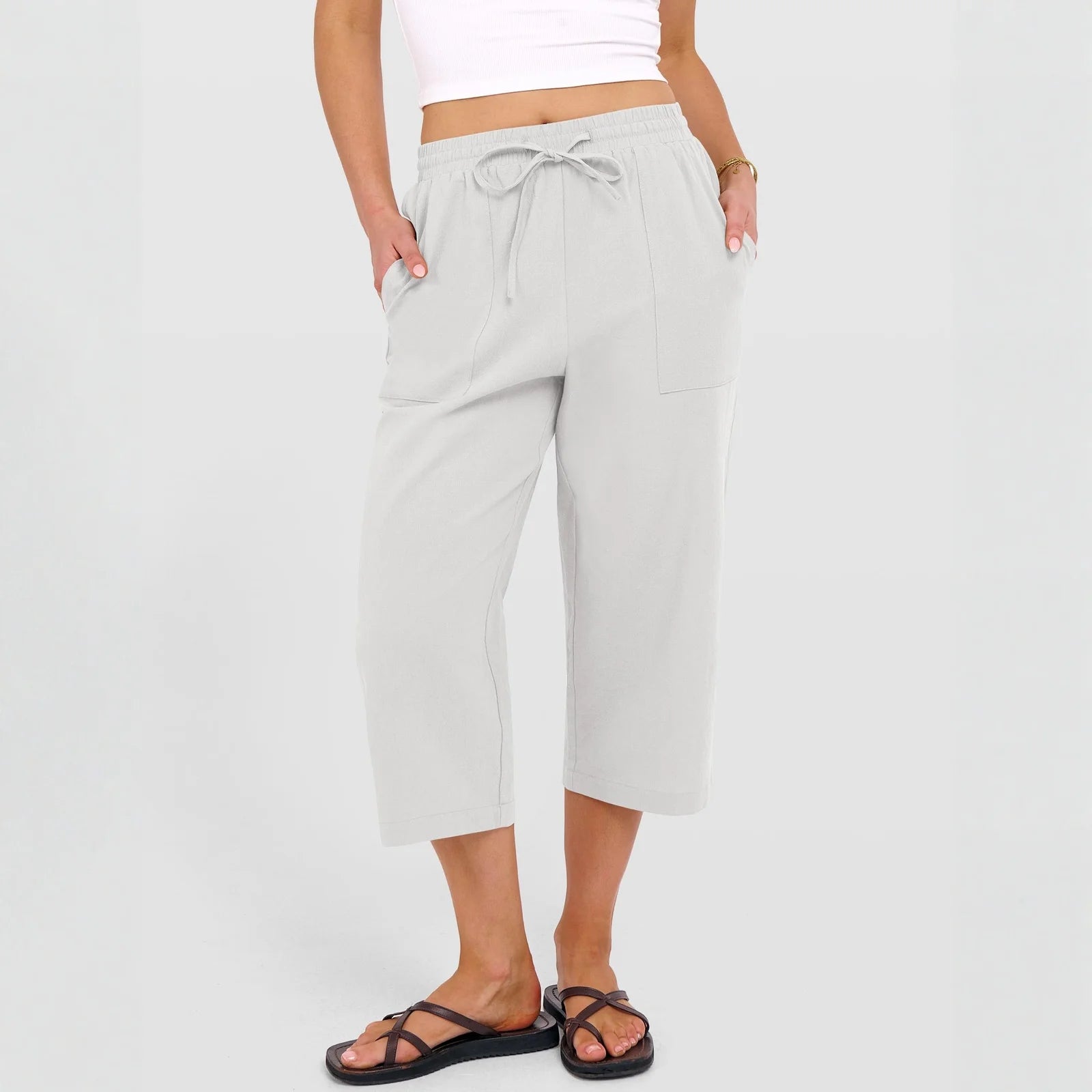 Summer Wide Leg Pants – Lightweight High Waist Casual Comfort — styling detail