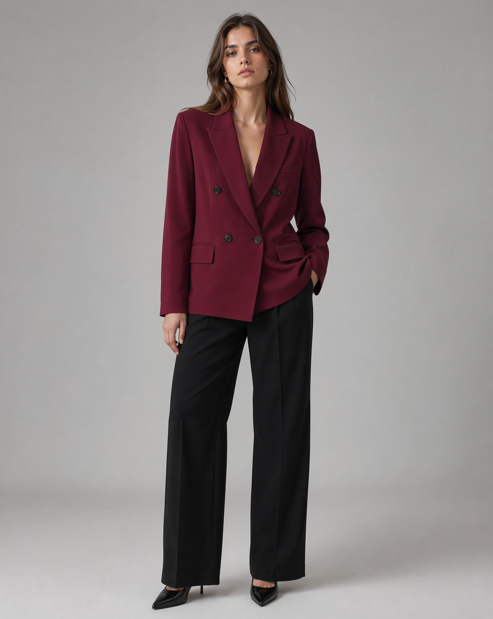 Tailored Burgundy Blazer – Refined Smart-Casual Jacket — back view