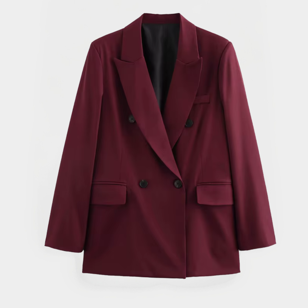Tailored Burgundy Blazer – Refined Smart-Casual Jacket — model wearing