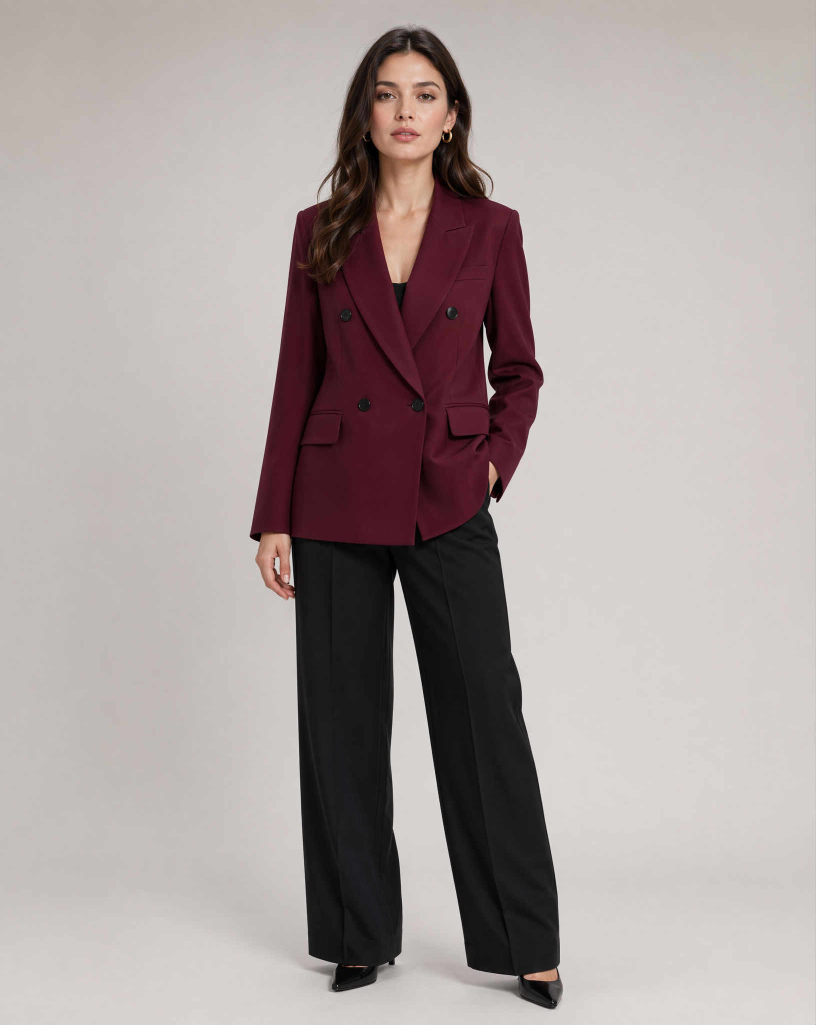 Tailored Burgundy Blazer – Refined Smart-Casual Jacket