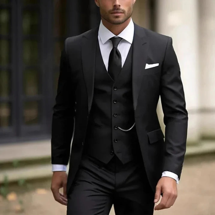 Tailored Peak Lapel Slim Fit Three-Piece Suit for Men — alternative angle