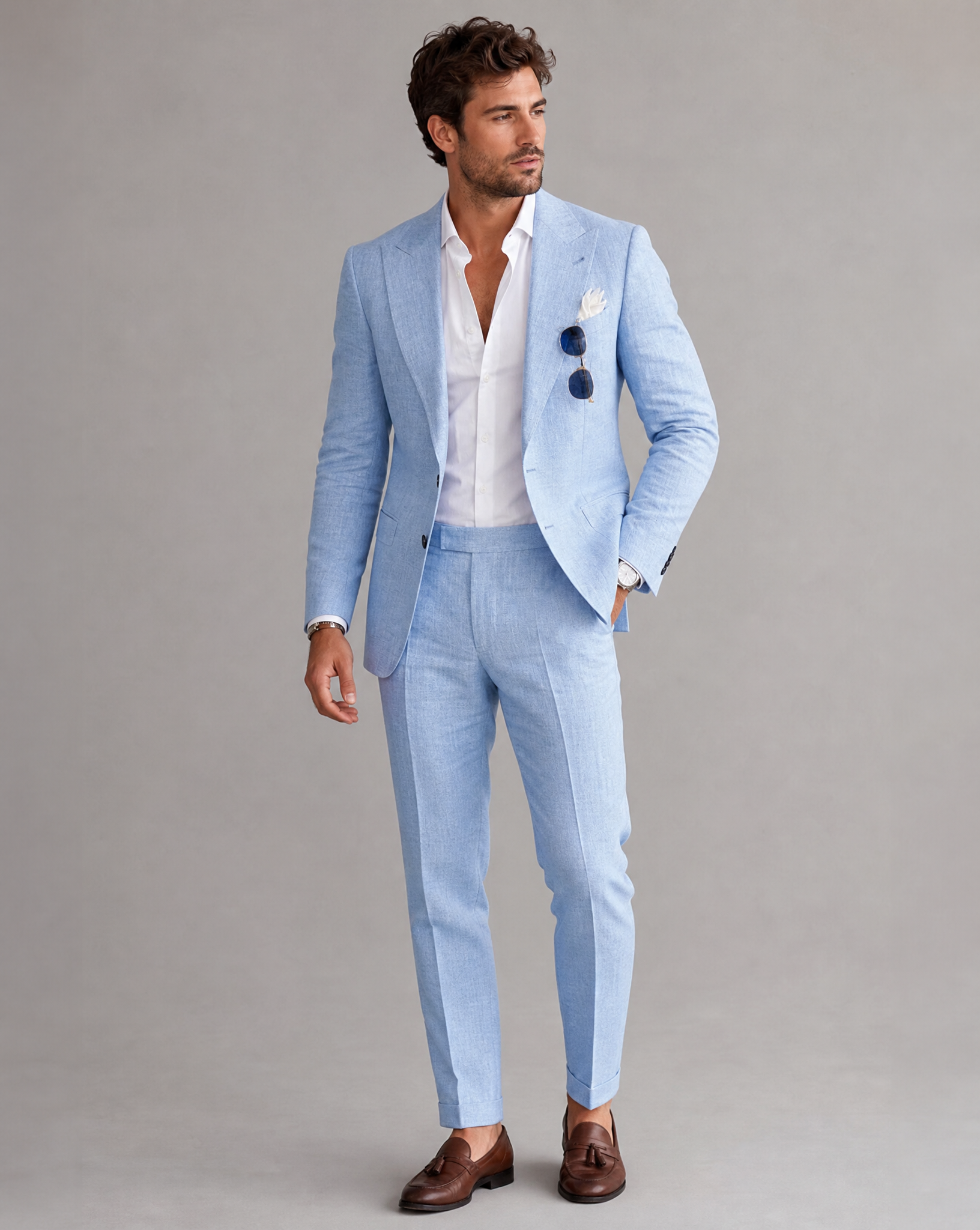 Tailored Slim Fit Two-Piece Wedding Suit for Men — back view