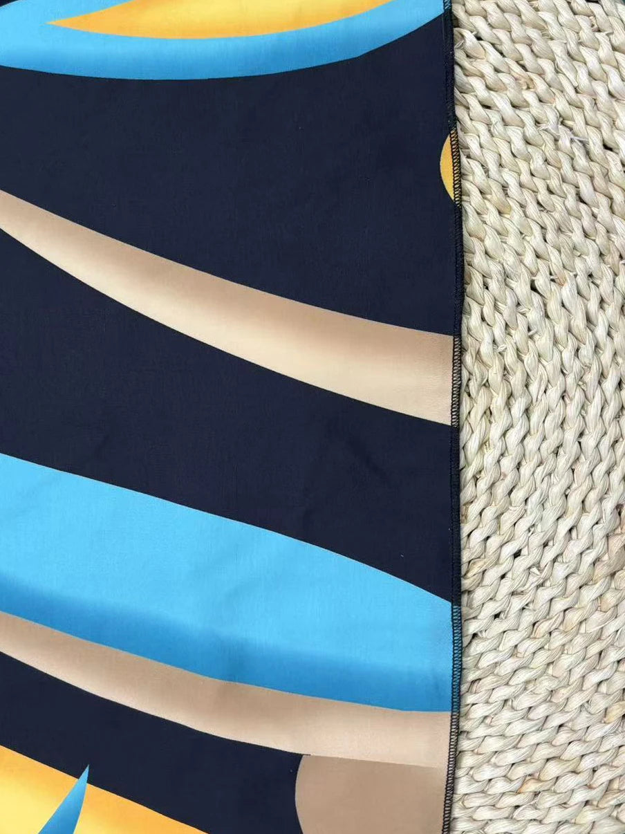 Tropical V-Neck Maxi Dress – Stylish Fit and Flare for Summer Outings — close-up