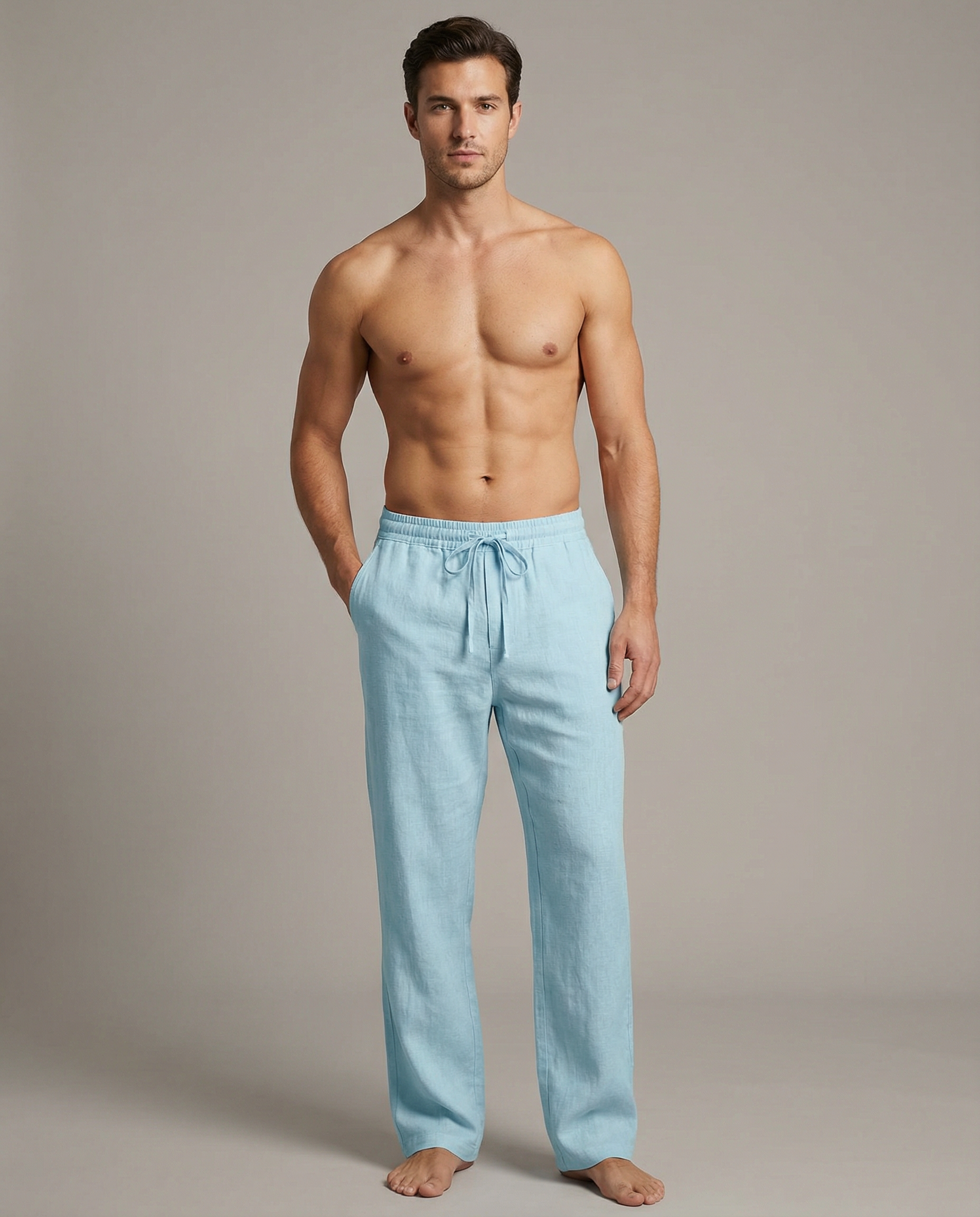 Urban Explorer Men's Casual Trousers – Breathable Cotton-Linen Blend for Outdoor Comfort — back view
