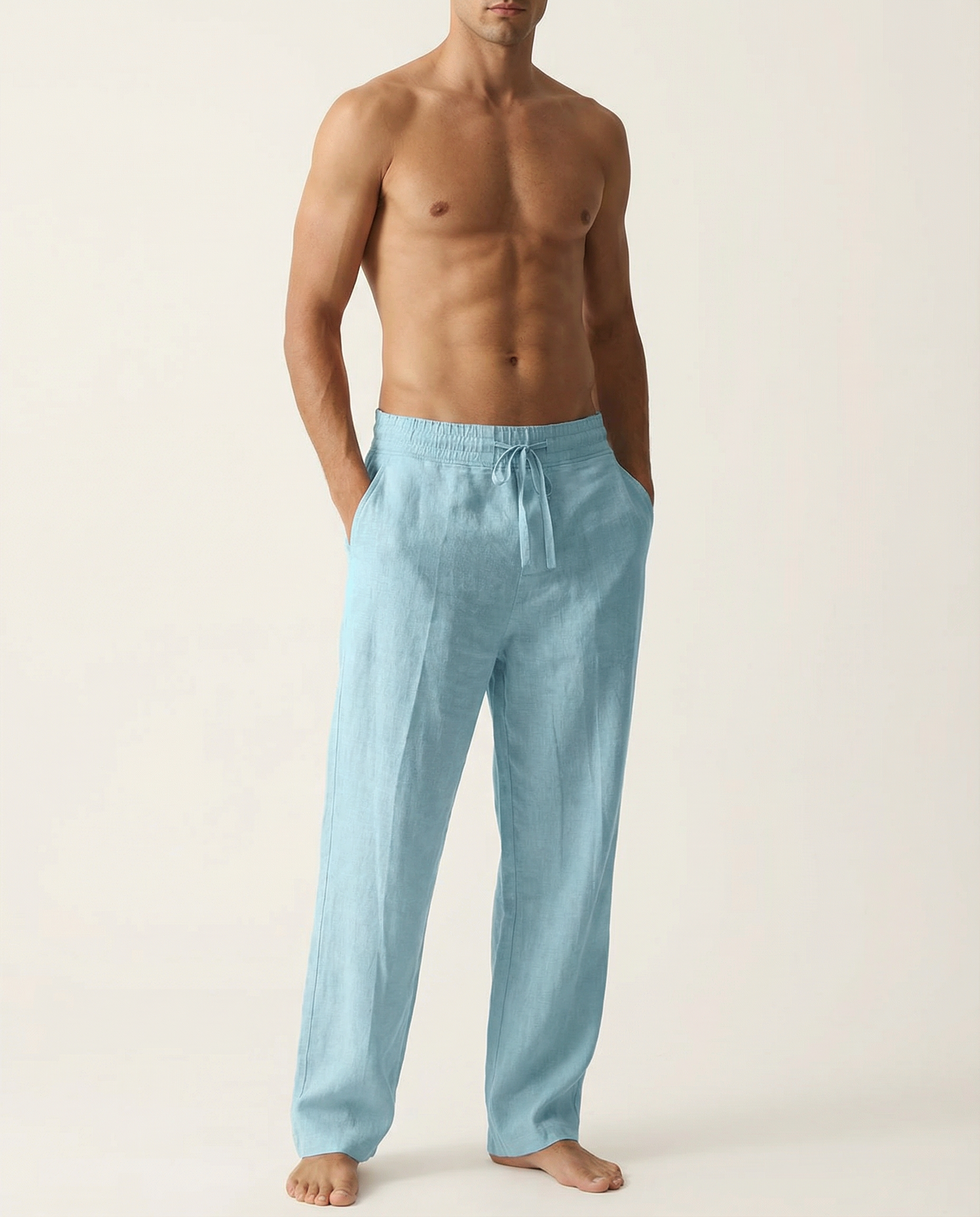 Urban Explorer Men's Casual Trousers – Breathable Cotton-Linen Blend for Outdoor Comfort — side view