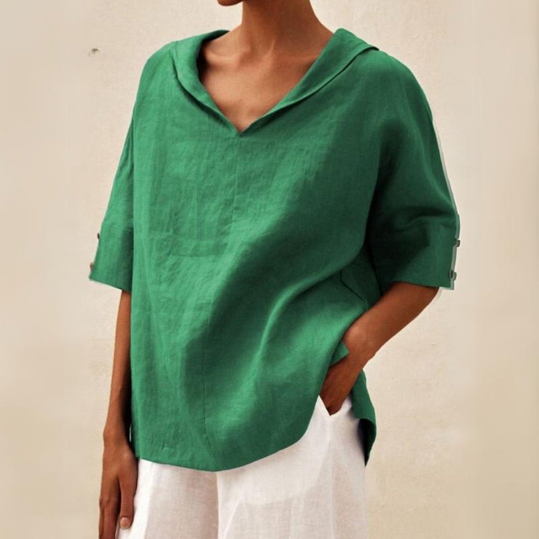 V-Neck Loose Fit Top with Effortless Easy Drape