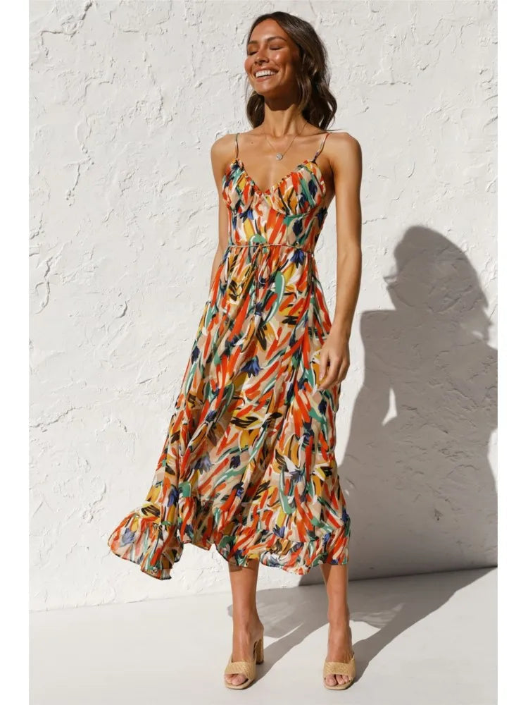 V-Neck Sleeveless Bodycon Midi Cocktail Dress for Special Events — close-up