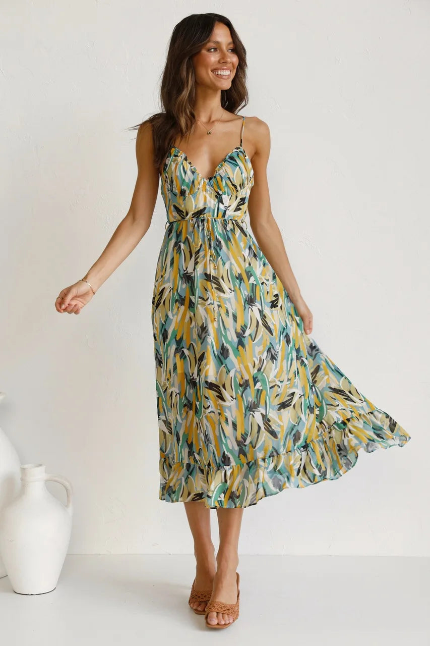 V-Neck Sleeveless Bodycon Midi Cocktail Dress for Special Events — side view