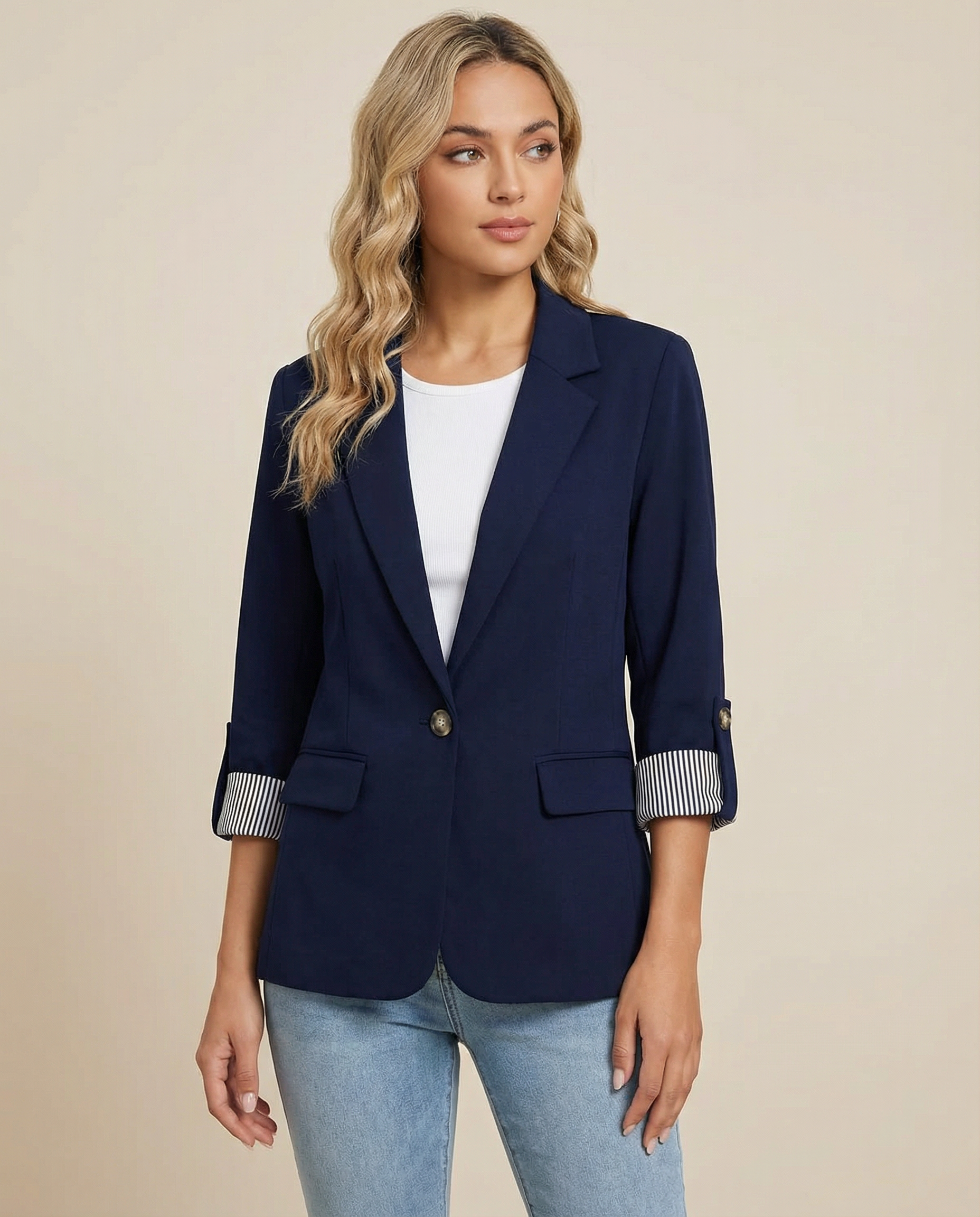 Versatile Casual Suit Jacket – Elegant Slim Fit for Day-to-Night Style — back view
