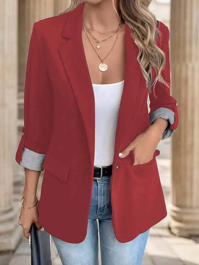 Versatile Casual Suit Jacket – Elegant Slim Fit for Day-to-Night Style — close-up