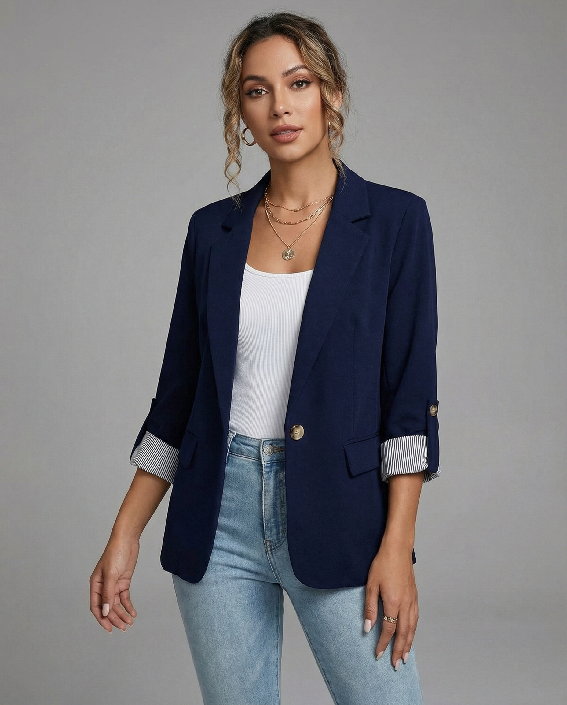 Versatile Casual Suit Jacket – Elegant Slim Fit for Day-to-Night Style — side view
