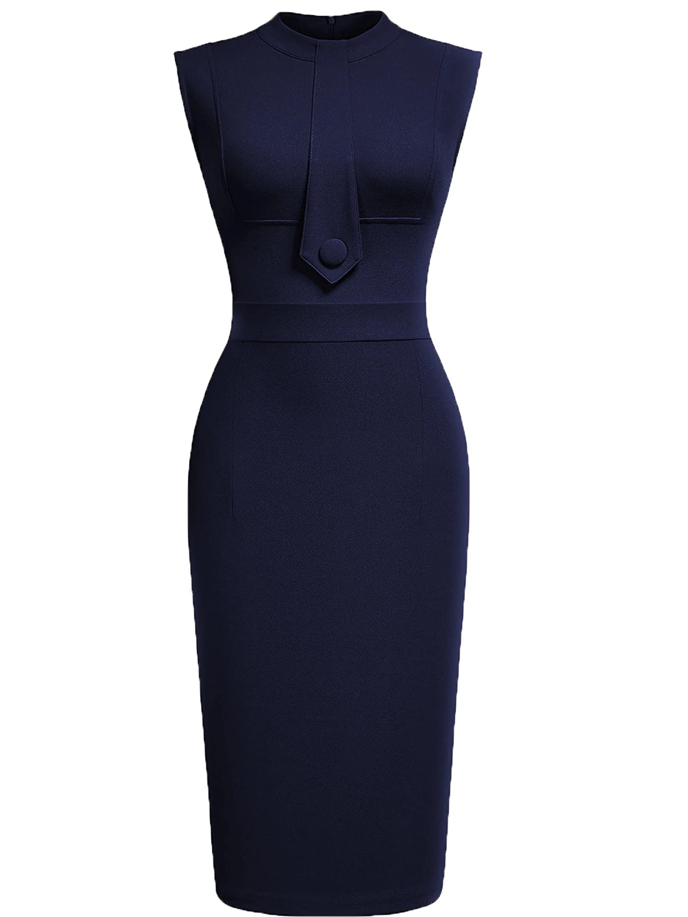 Vintage Sheath Dress – Elegant Sleeveless Bodycon for Office and Parties — close-up