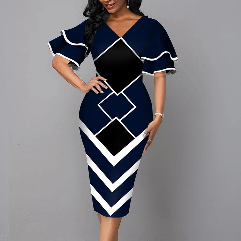 Vintage V-Neck Dress – Stylish Slim Fit for Summer Parties — fit overview