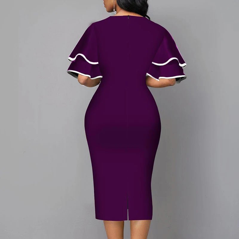 Vintage V-Neck Dress – Stylish Slim Fit for Summer Parties — side view