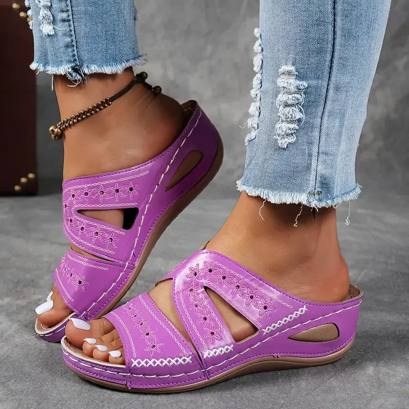 Wedge Sandals for Women – Stylish Open Toe Comfort Footwear — back view