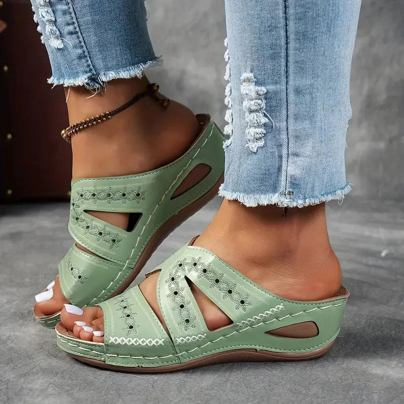 Wedge Sandals for Women – Stylish Open Toe Comfort Footwear — model wearing