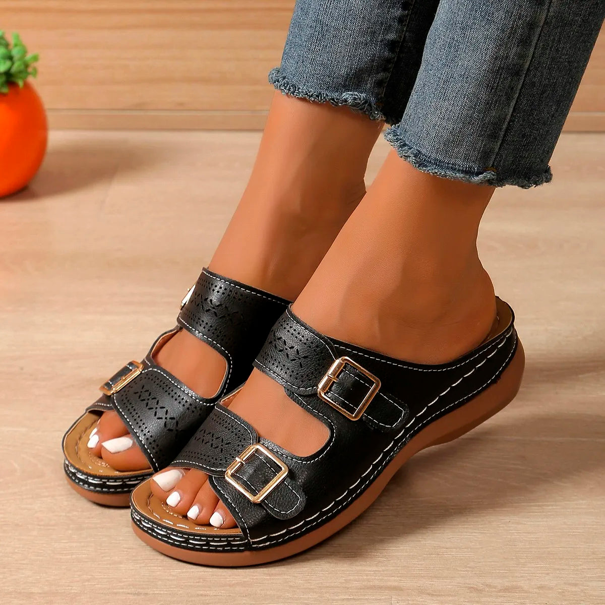 Wedge Slippers – Stylish Open Toe Comfort for Summer Outings — side view