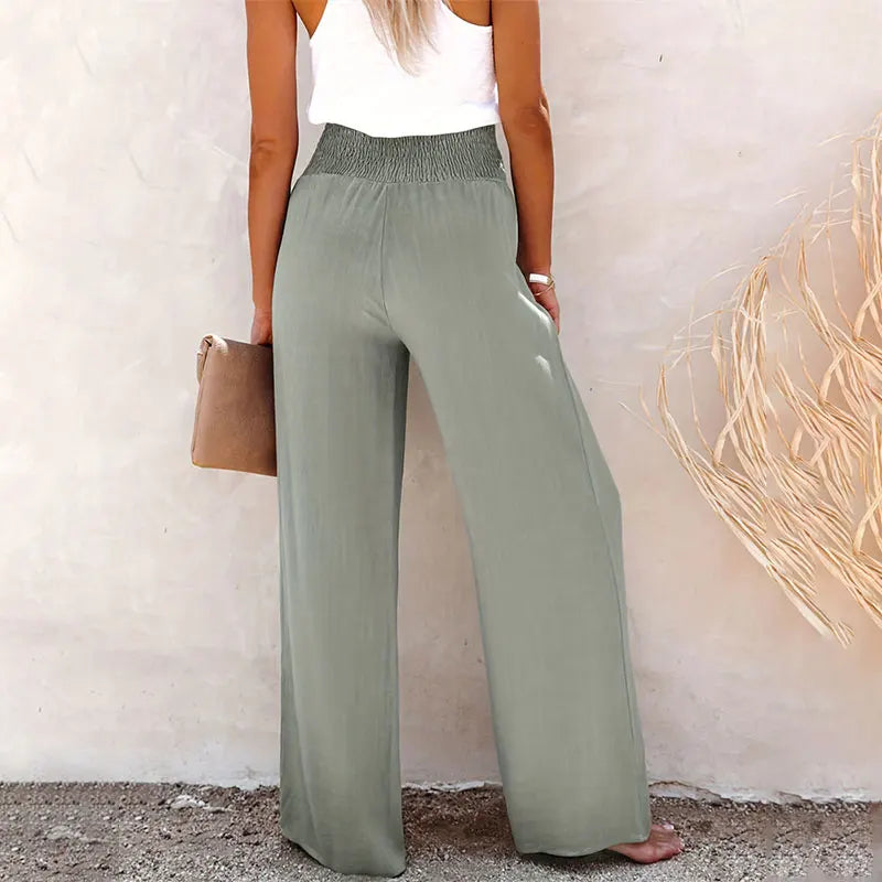Wide Leg Trousers – Breathable High Waist Casual Pants for Effortless Summer Style — side view