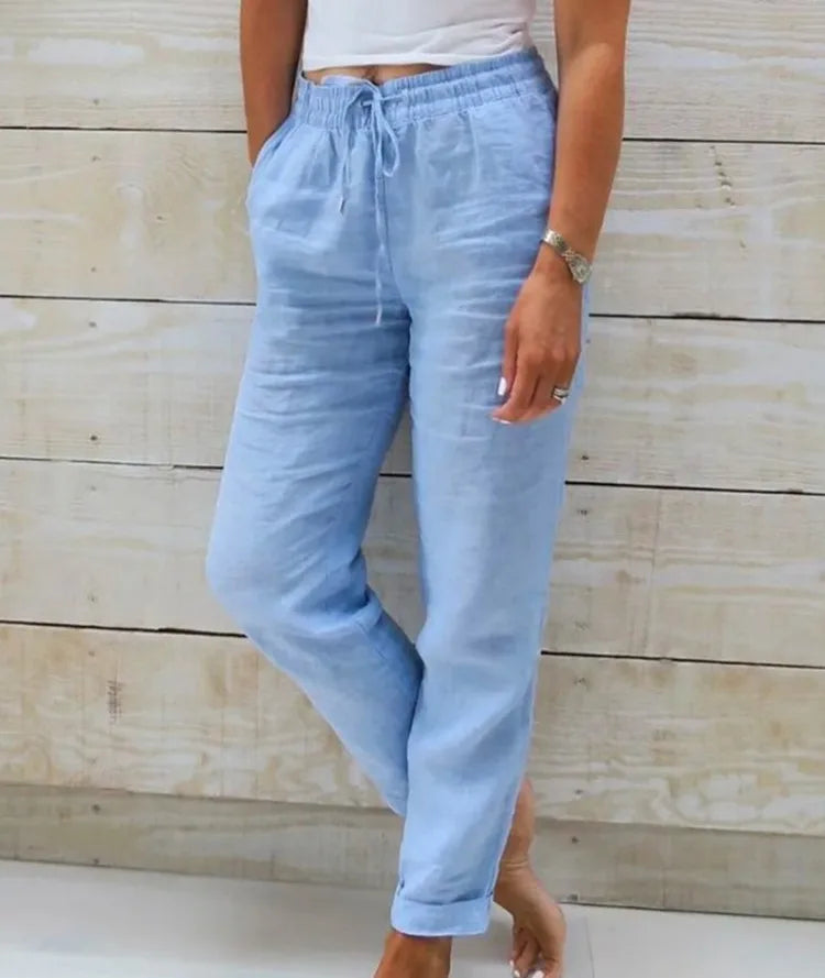 Wide Leg Trousers – Comfortable High Waist Linen Pants for Effortless Summer Style