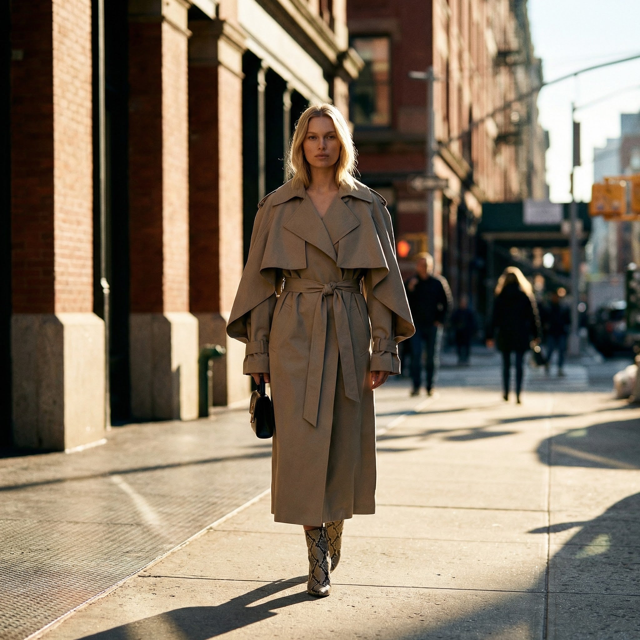 Women's Lightweight Cape Trench Coat – Modern Statement Spring Mac — detail view