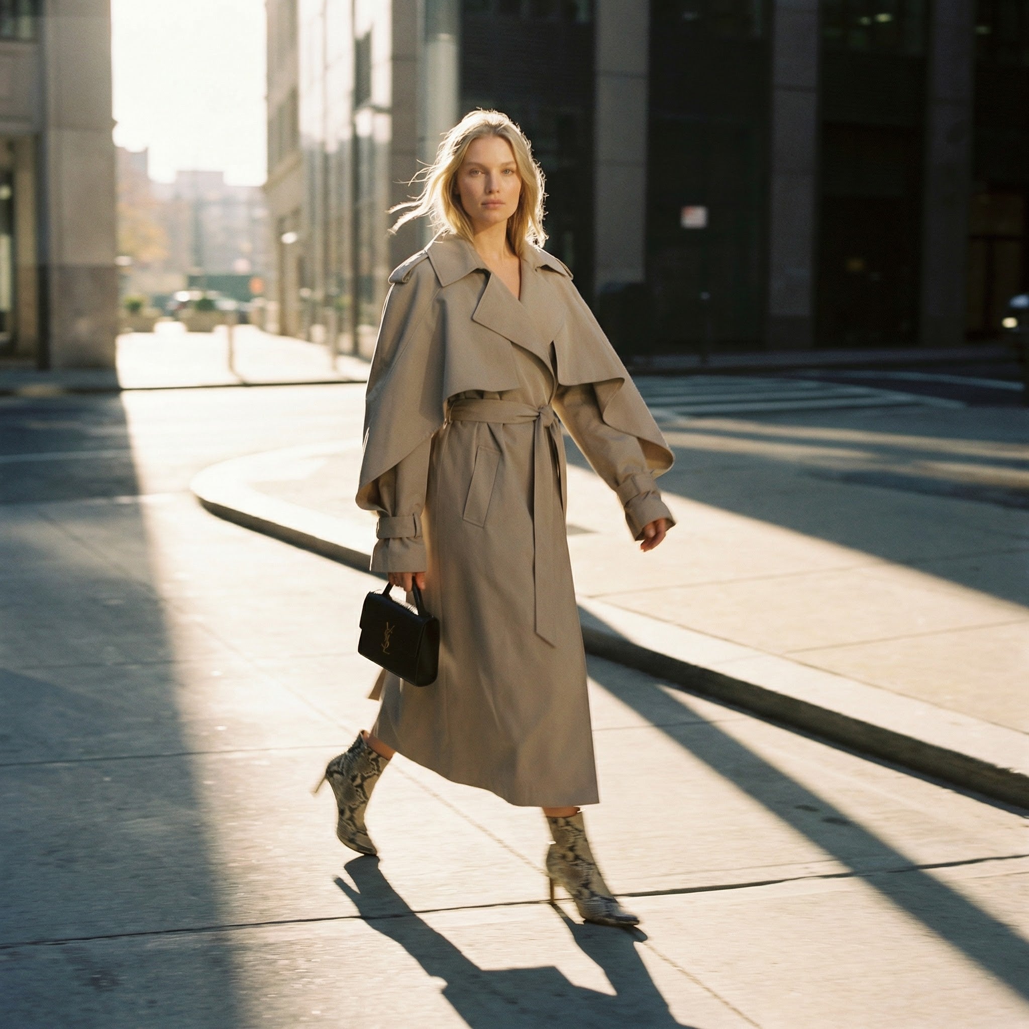 Women's Lightweight Cape Trench Coat – Modern Statement Spring Mac — model wearing