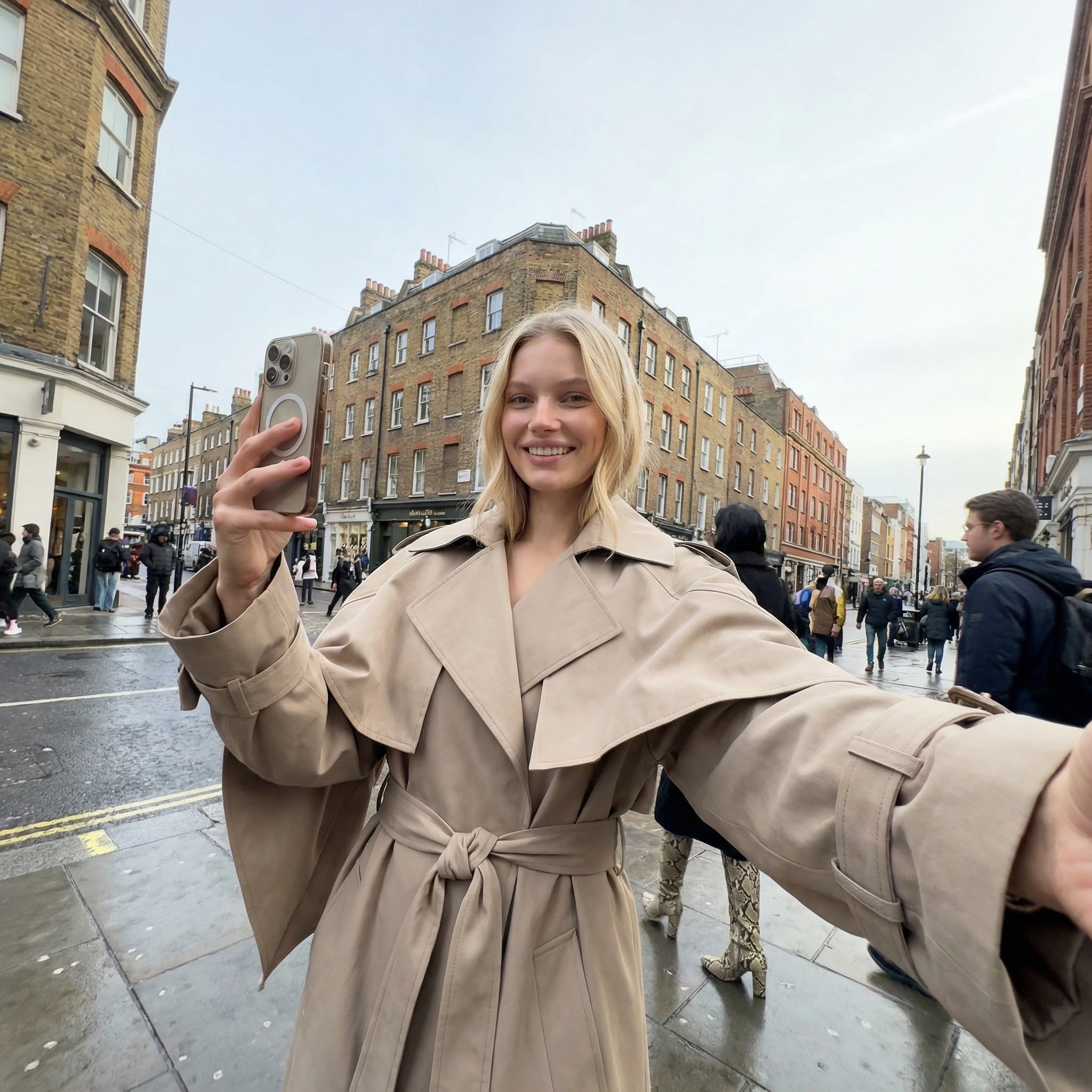 Women's Lightweight Cape Trench Coat – Modern Statement Spring Mac — side view