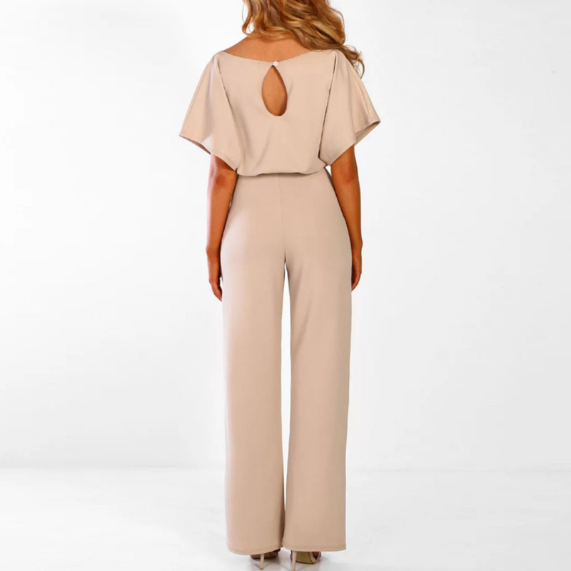Women's Belted Batwing Sleeve Wide Leg Elegant Jumpsuit — alternative angle