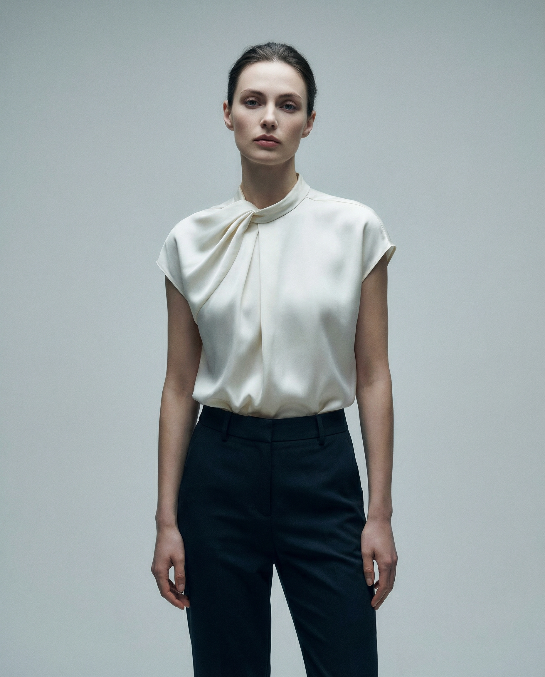 Women's Blouse – Elegant High-Neck Design for Sophisticated Occasions — back view