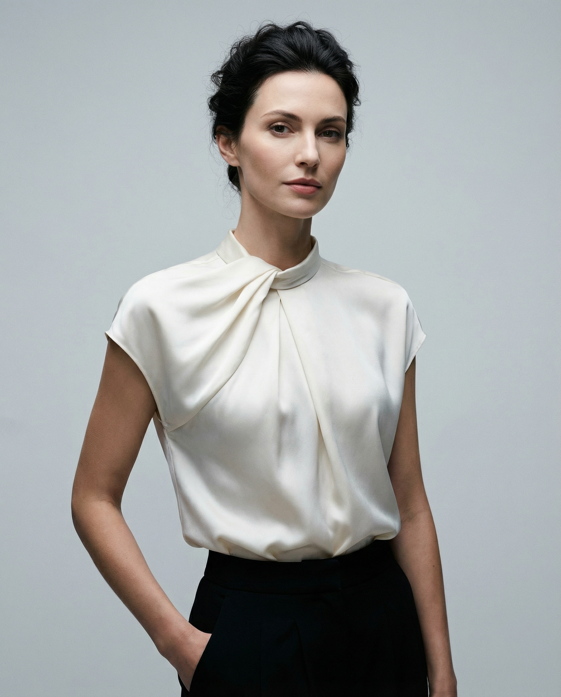 Women's Blouse – Elegant High-Neck Design for Sophisticated Occasions