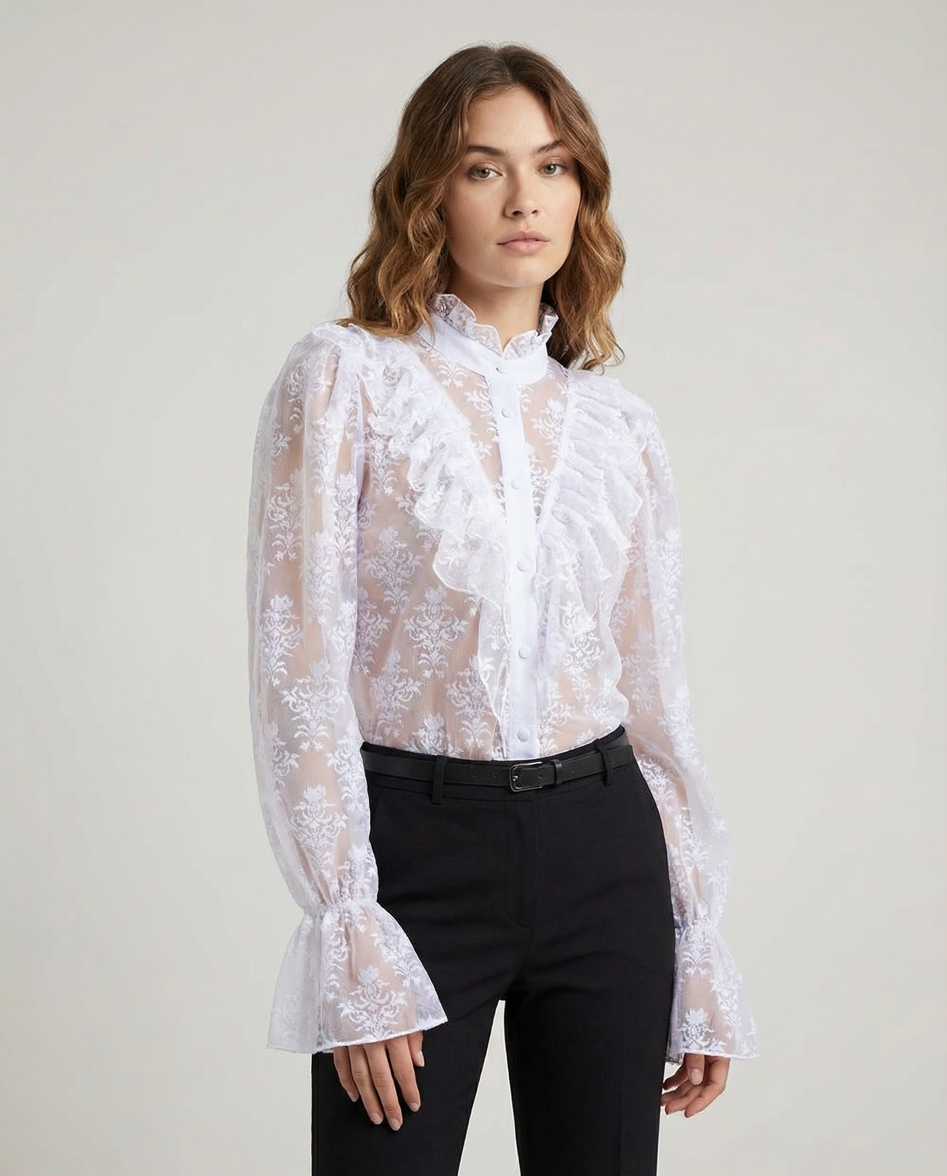 Women's Blouse – Elegant Sheer Lace Design for Versatile Styling — detail view