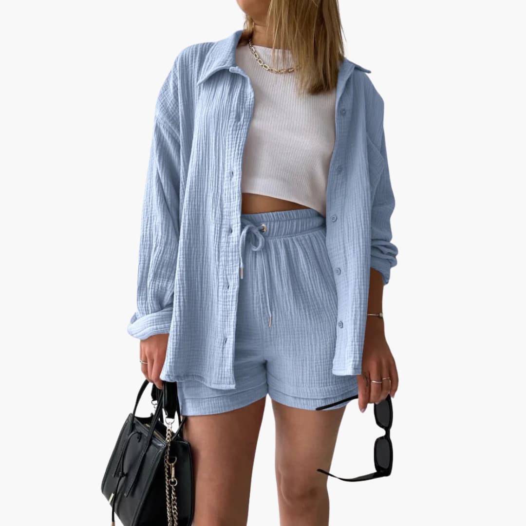 Women's Chic Casual Summer Two-Piece Lounge Set — back close-up