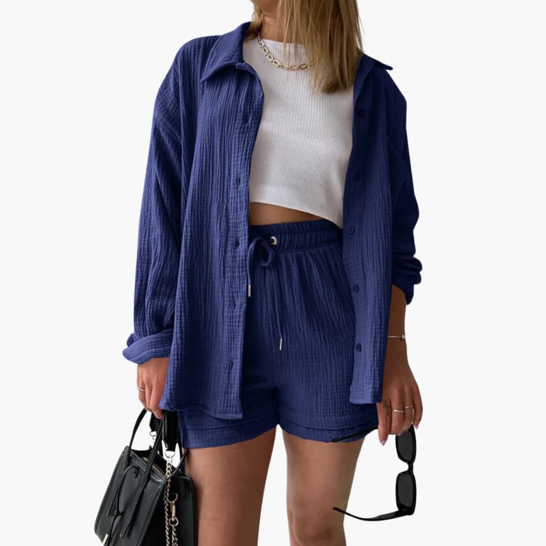 Women's Chic Casual Summer Two-Piece Lounge Set — model wearing