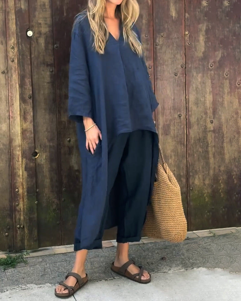 Women's Chic Comfortable Casual Two-Piece Day Set — back view