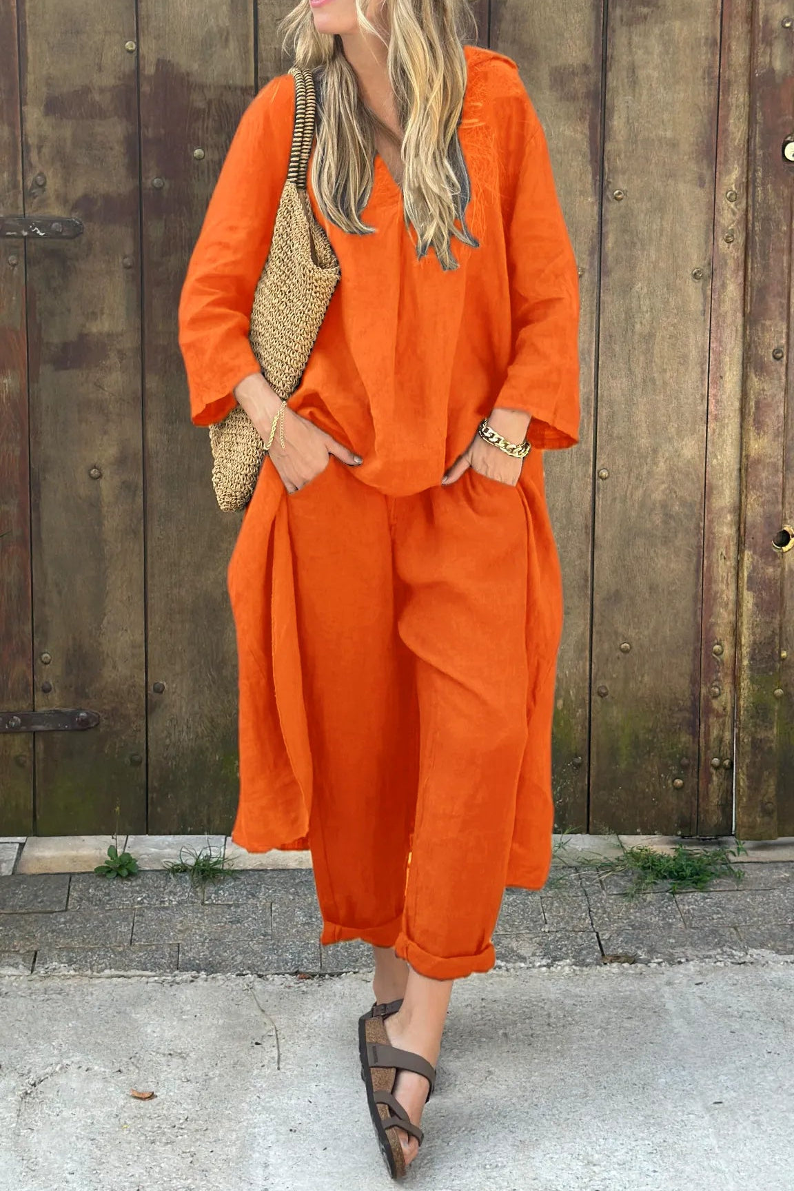Women's Chic Comfortable Casual Two-Piece Day Set — model wearing