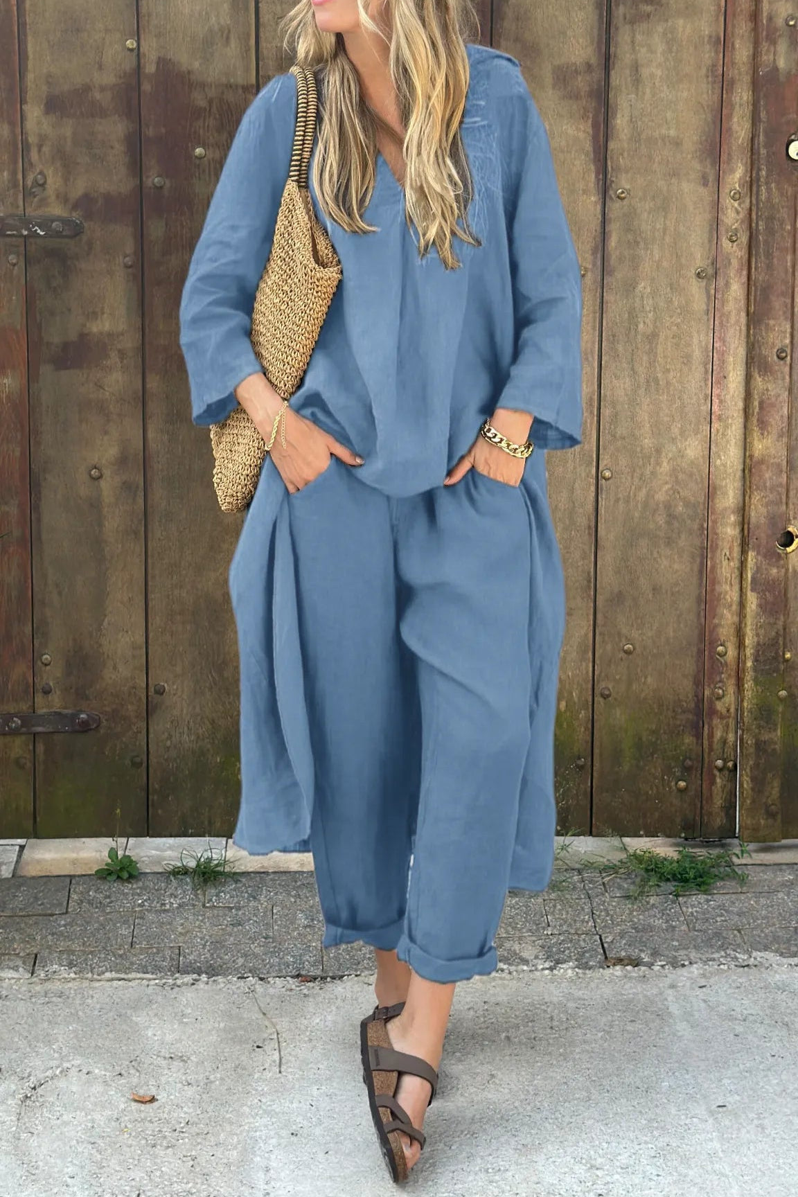 Women's Chic Comfortable Casual Two-Piece Day Set — side view