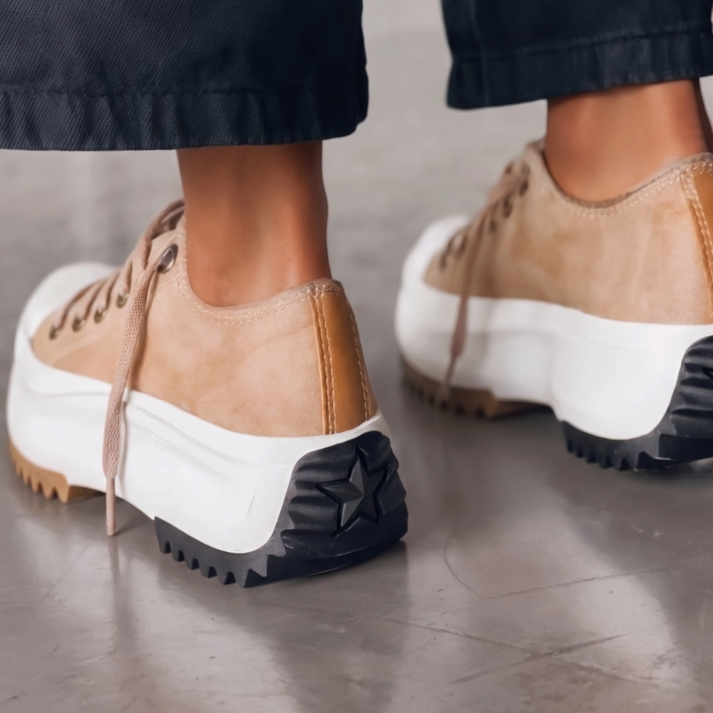 Women's Chunky Platform Canvas Lace-Up Trainers