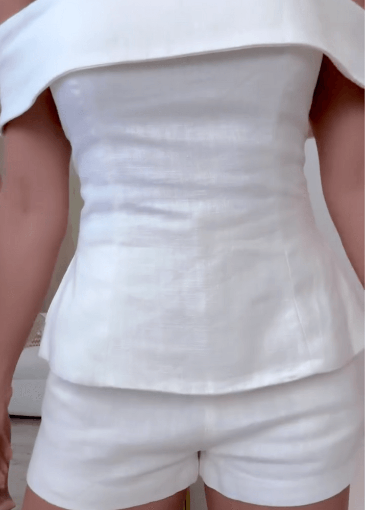 Women's Elegant Tailored Two-Piece Suit Set — fabric detail
